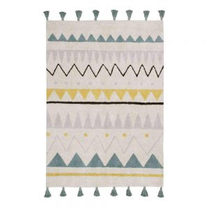 Vloerkleed Azteca Natural Vintage Blue van Lorena Canals - My Little Carpet