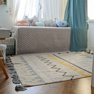 Vloerkleed Azteca Natural Vintage Blue van Lorena Canals - My Little Carpet