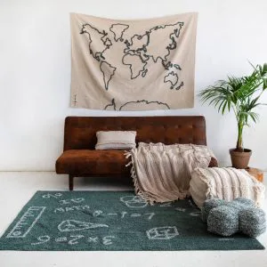 Wandkleed Wereldkaart van Lorena Canals - My Little Carpet