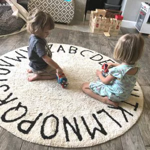 Vloerkleed Round ABC Natural van Lorena Canals - My Little Carpet