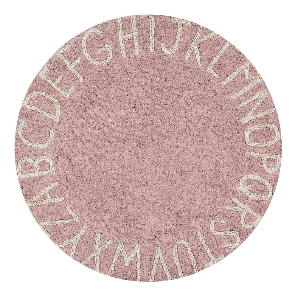 Vloerkleed Round ABC Pink van Lorena Canals - My Little Carpet