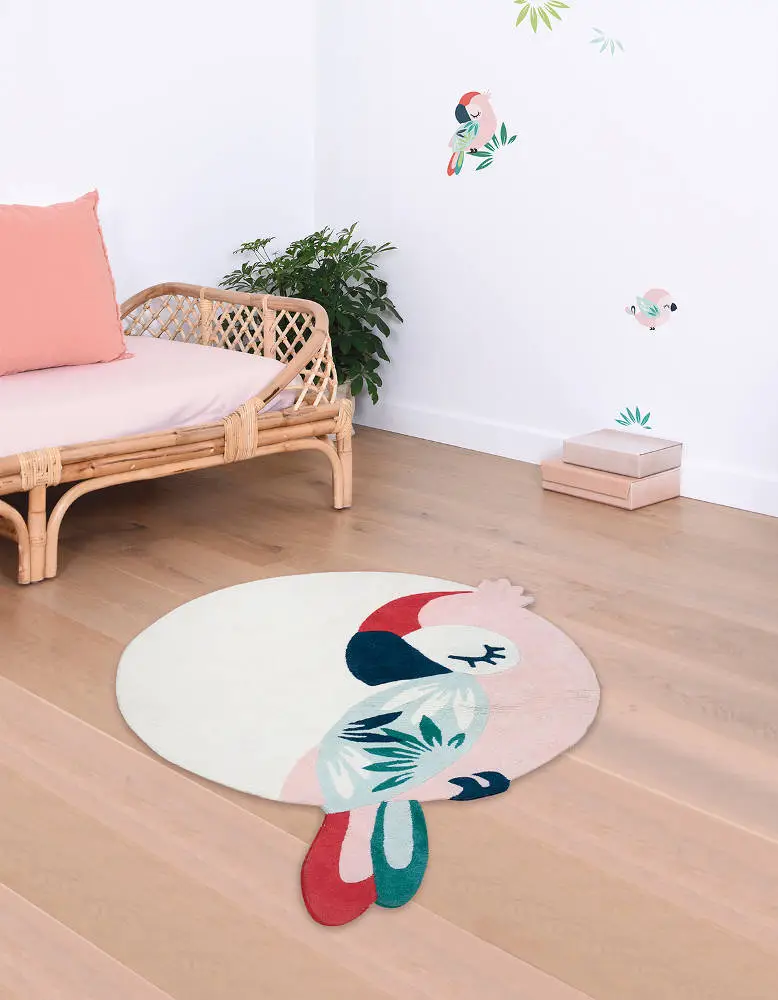 Vloerkleed Pink Parrot Tropica, Papegaai H0587 van Lilipinso - My Little Carpet