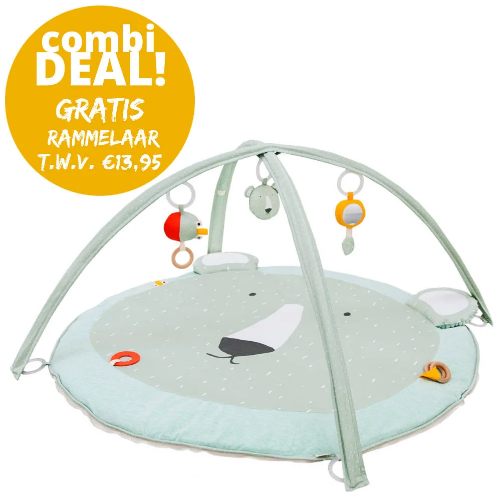 Combideal: Activiteiten Speelmat Met Babygym + Activiteitenbal + GRATIS Rammelaar, Mr. Polar Bear van Trixie Baby – My Little Carpet