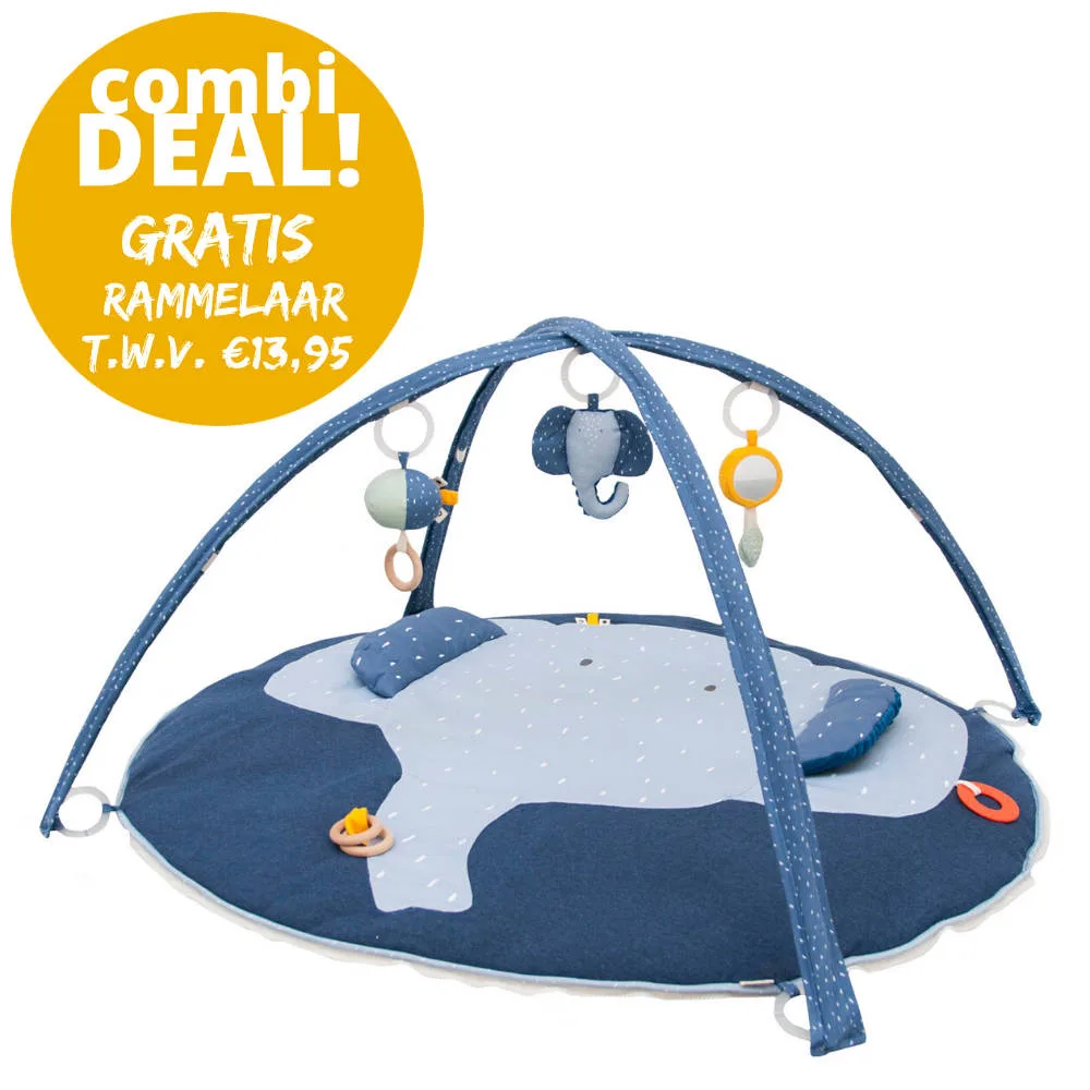 Combideal: Activiteiten Speelmat Met Babygym + Activiteitenbal + GRATIS Rammelaar, Mrs. Elephant van Trixie Baby – My Little Carpet