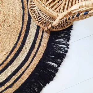 Rond vloerkleed Jute Tess Black van Tapis Petit - My Little Carpet