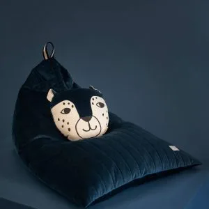 Dieren Kussen Leopard Night Blue van Nobodinoz - My Little Carpet