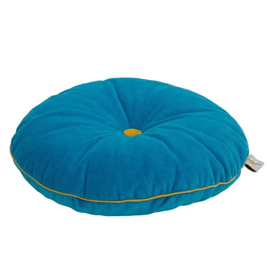 Button Kussen Petrol Mustard van Wigiwama - My Little Carpet