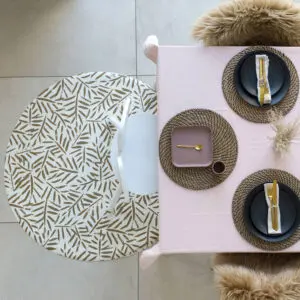 Knoeimat, Clean Wean Mat, Ocean Leaves Tan van Toddlekind - My Little Carpet