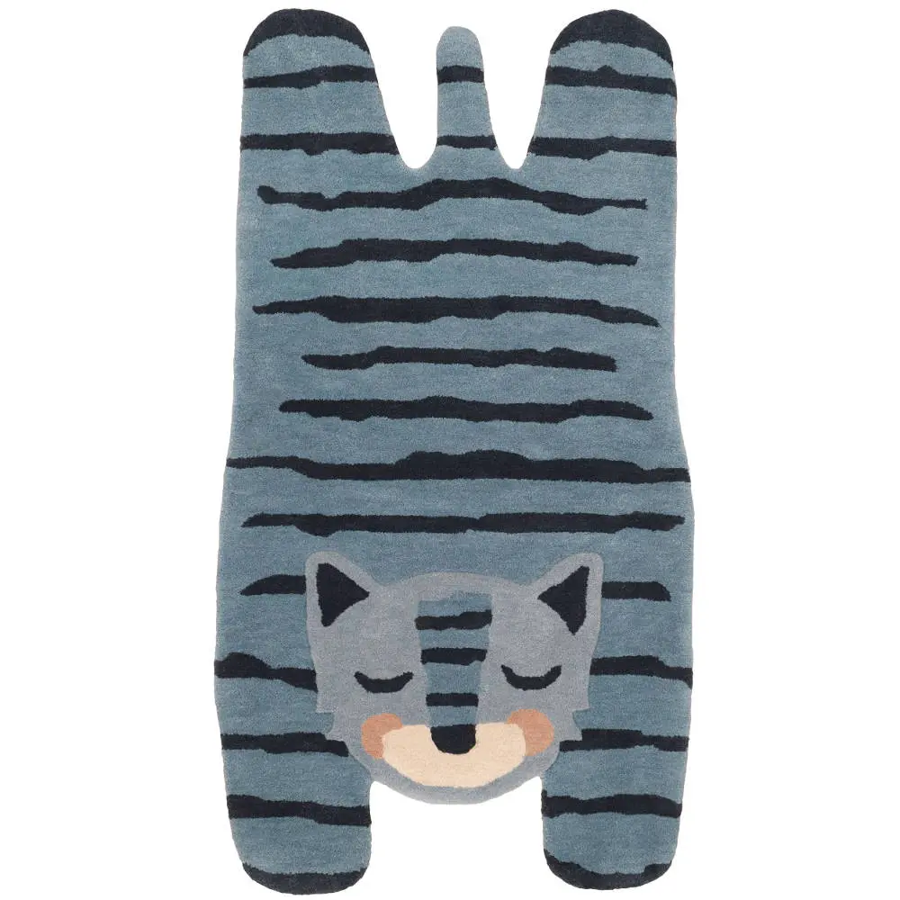 Wollen Vloerkleed Blue Tiger van Nattiot - My Little Carpet