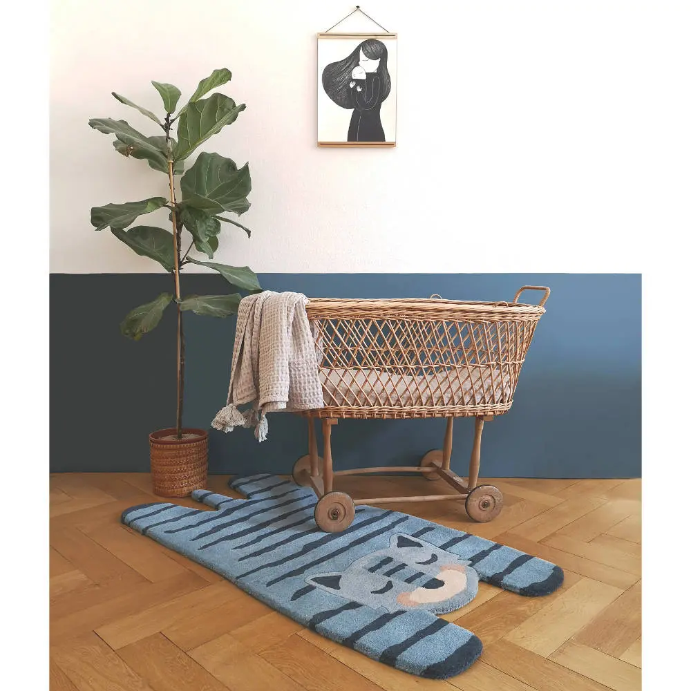 Wollen Vloerkleed Blue Tiger van Nattiot - My Little Carpet