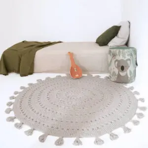 Gehaakt vloerkleed Nila Pearl Grey van Nattiot - My Little Carpet