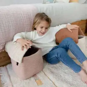 Opbergmand Huis Vintage Nude – My Little Carpet