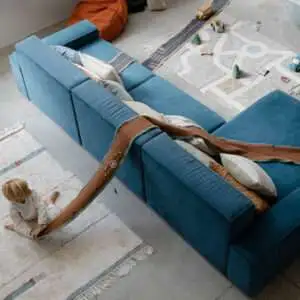 Wasbaar vloerkleed Lanes Vintage Blue van Lorena Canals - My Little Carpet