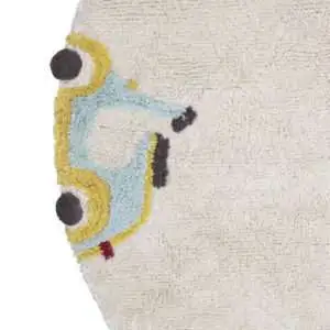 Wasbaar rond vloerkleed Wheels van Lorena Canals - My Little Carpet