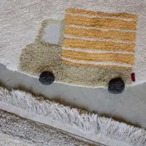 Wasbaar rond vloerkleed Wheels van Lorena Canals - My Little Carpet