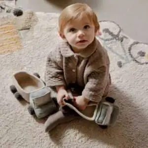 Wasbaar rond vloerkleed Wheels van Lorena Canals - My Little Carpet