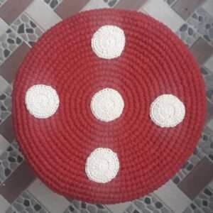 kruk laag met paddestoelbekleding rood - katoen & hout - handgehaakt in Nepal - Afbeelding 5