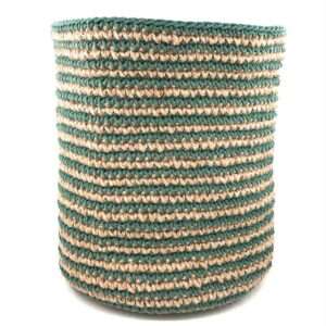 mand met groene strepen - jute & katoen - H30cm - handgehaakt in Nepal