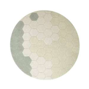 Wasbaar Rond Vloerkleed Honeycomb Blue Sage van Lorena Canals - My Little Carpet