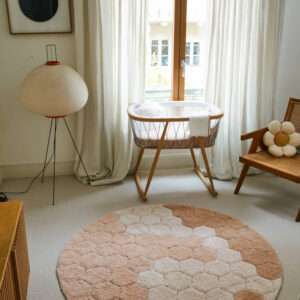 Wasbaar Rond Vloerkleed Honeycomb Rose van Lorena Canals - My Little Carpet