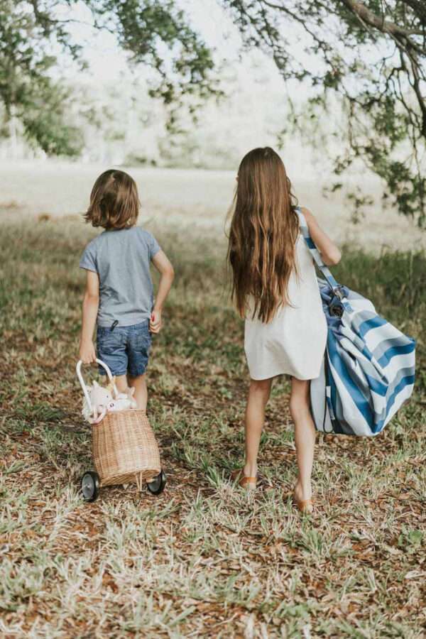 Speelkleed/Speeltas - OUTDOOR - Green Stripes van Play and Go - My Little Carpet
