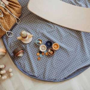 Speelkleed/Speeltas Organic Grid Blue van Play and Go - My Little Carpet
