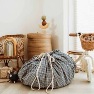Speelkleed/Speeltas Organic Grid Blue van Play and Go - My Little Carpet