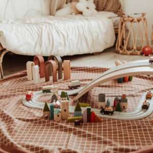 Speelkleed/Speeltas Organic Grid Brown van Play and Go - My Little Carpet