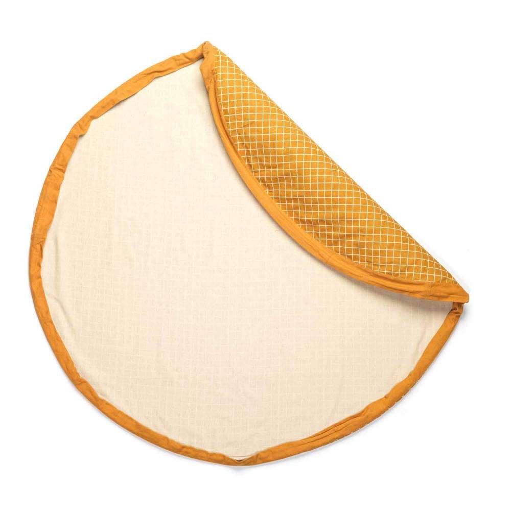 Speelkleed/Speeltas Organic Grid Mustard van Play and Go - My Little Carpet