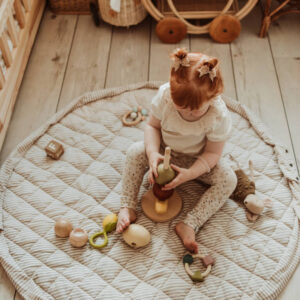 3 in 1 Speelkleed/Speeltas/Luiertas - SOFT Organic - Stripes Blue van Play and Go - My Little Carpet