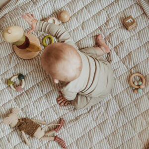 3 in 1 Speelkleed/Speeltas/Luiertas - SOFT Organic - Stripes Blue van Play and Go - My Little Carpet