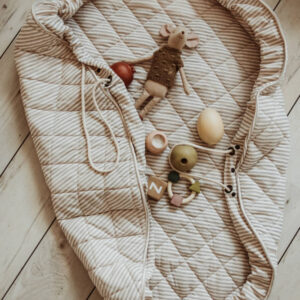 3 in 1 Speelkleed/Speeltas/Luiertas - SOFT Organic - Stripes Blue van Play and Go - My Little Carpet