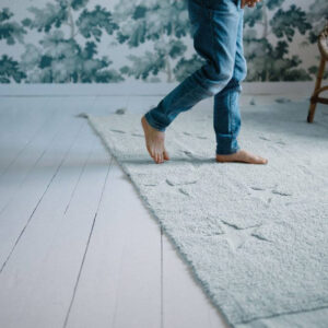 Wasbaar vloerkleed Hippy Stars Aqua Blue van Lorena Canals - My Little Carpet