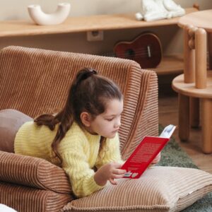 Comfortabele lounge stoel voor kinderen in Toffee tint van Wigiwama