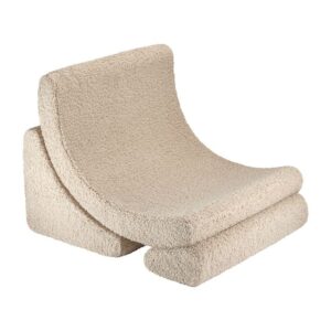 Wigiwama Moon Chair Biscuit kinderfauteuil in beige teddy stof 65x55x80 cm