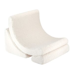Wigiwama Moon Chair Cream White kinderfauteuil in zachte teddy stof 65x55x80 cm