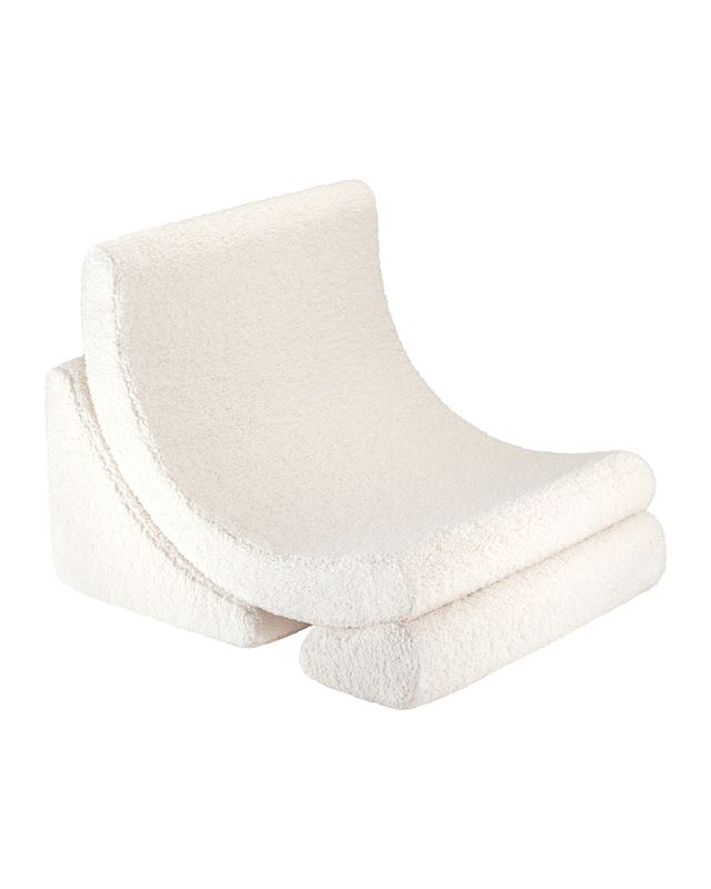 Wigiwama Moon Chair Cream White kinderfauteuil in zachte teddy stof 65x55x80 cm