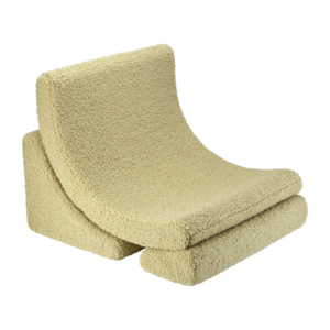 Wigiwama Moon Chair Matcha kinderfauteuil in zachte teddy stof 65x55x80 cm
