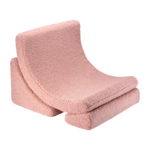 Roze modulaire kinderstoel van Wigiwama met zachte OEKO-TEX teddy bekleding