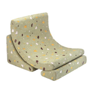Wigiwama Moon Chair Terrazzo Moss kinderfauteuil in mosgroen met terrazzo print 65x55x80 cm