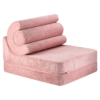 Wigiwama Flipster Pink Mousse uitklapbare kinderfauteuil in oudroze corduroy ribstof