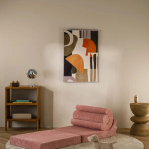 Wigiwama Flipster Pink Mousse kinderstoel uitgeklapt als speelmat of kinderbed van 156 cm