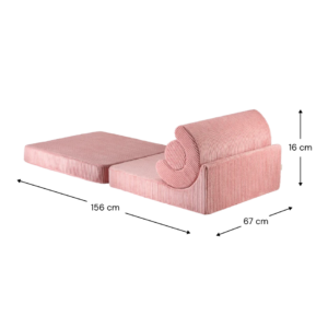 Flipster Pink Mousse kinderfauteuil 156 cm uitgeklapt