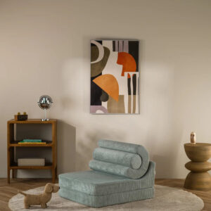 Mintgroene kinderfauteuil Flipster van Wigiwama in ingeklapte stand voor de kinderkamer