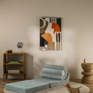 Stijlvolle mintgroene kinderzetel die eenvoudig verandert in een comfortabel kinderbed