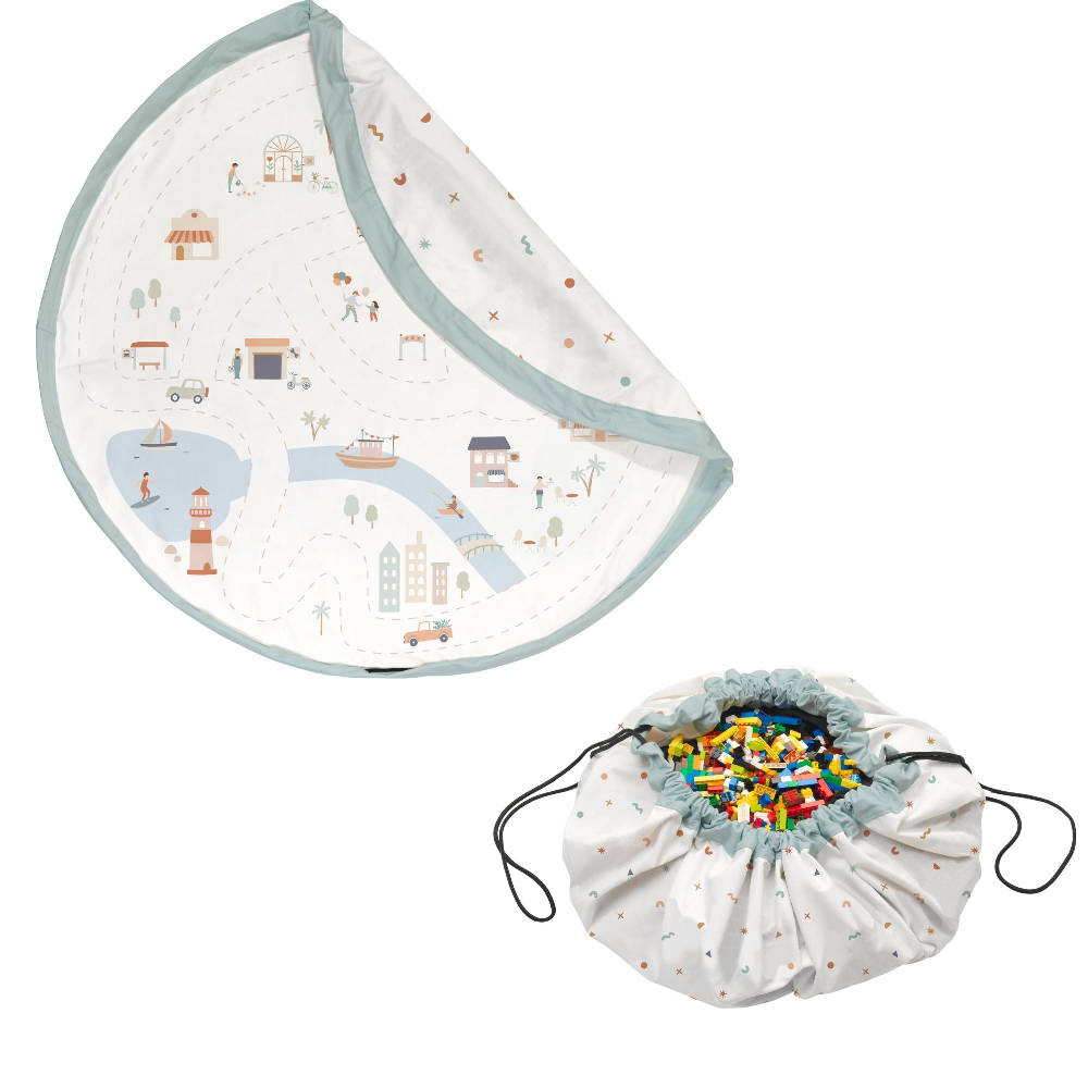 Play & Go Citymap 2-in-1 speelkleed en opbergzak Ø140 cm met stadsplattegrond