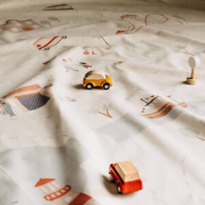 Detail van Play & Go Citymap speelkleed met wegen en gebouwen