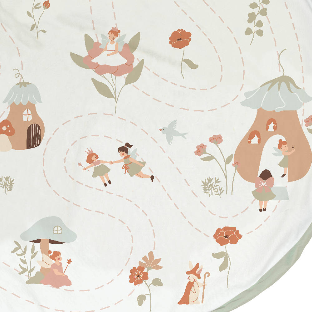 Detail van Play & Go Fairyworld speelkleed met kasteel en magische illustraties