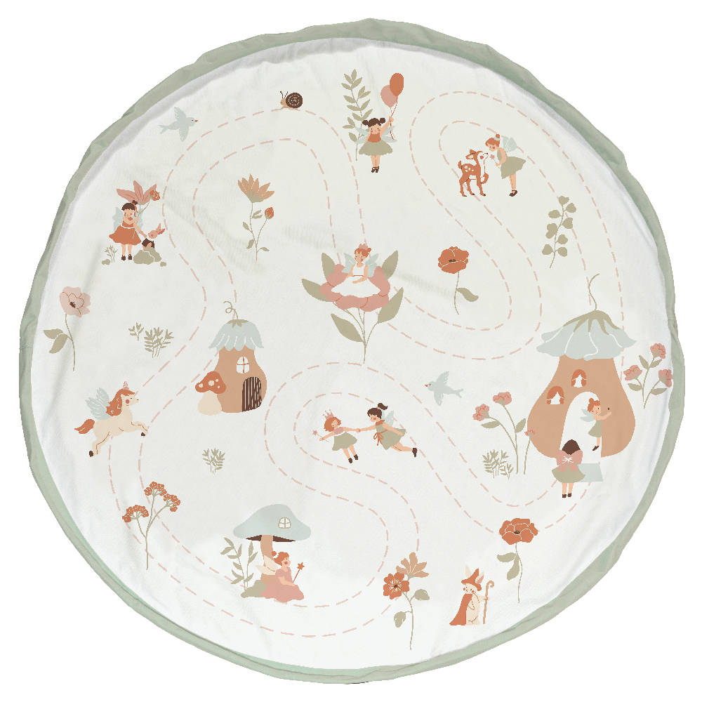 Detail van Play & Go Fairyworld speelkleed met kasteel en magische illustraties