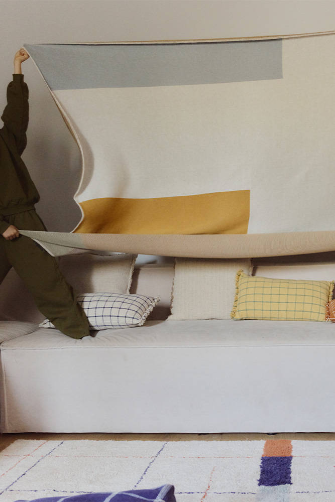 Lorena Canals deken Color Composition zacht katoenen plaid voor bank of kinderkamer